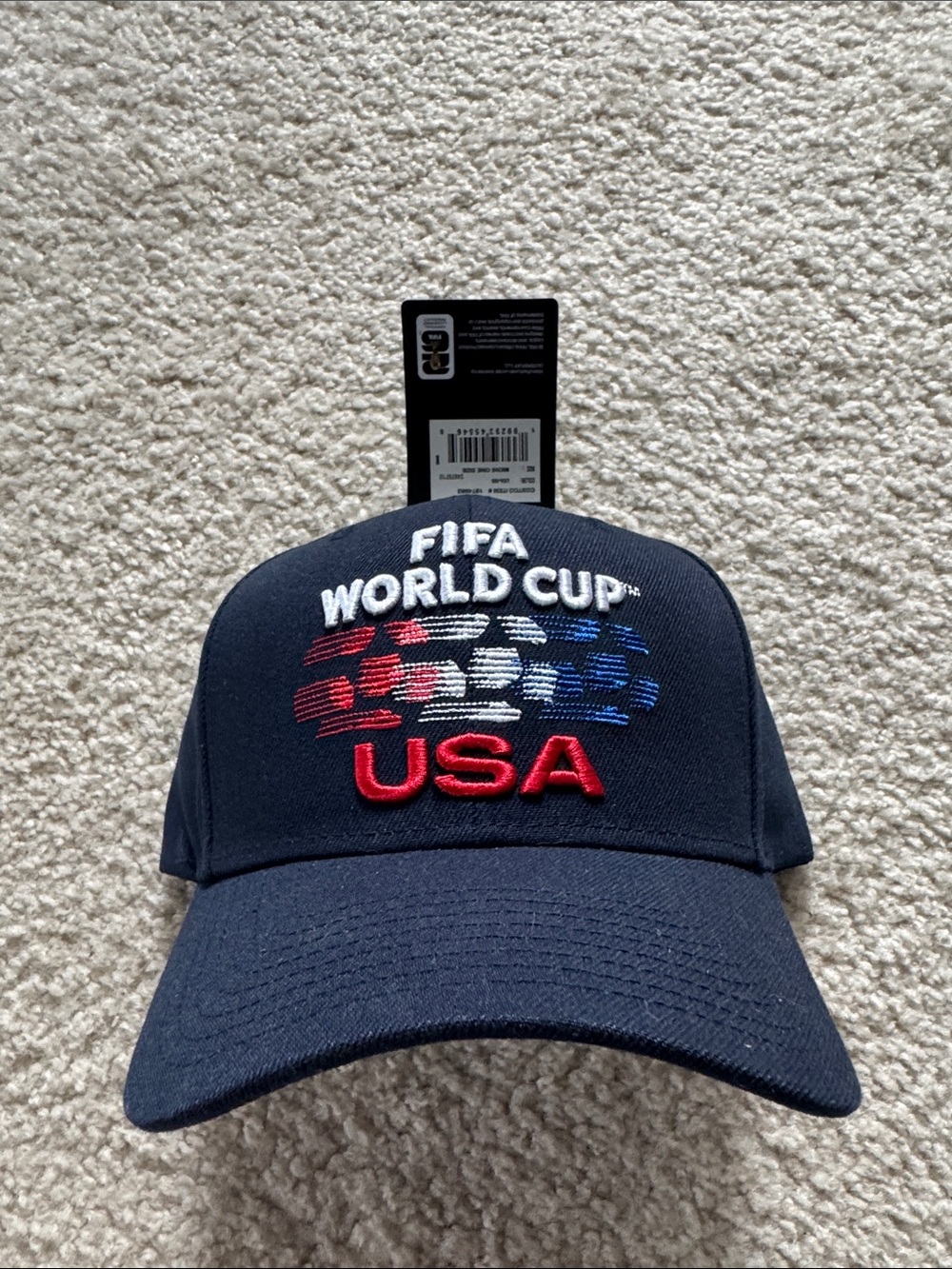FIFA World Cup USA Navy Baseball Cap with Red, White & Blue Embroidery